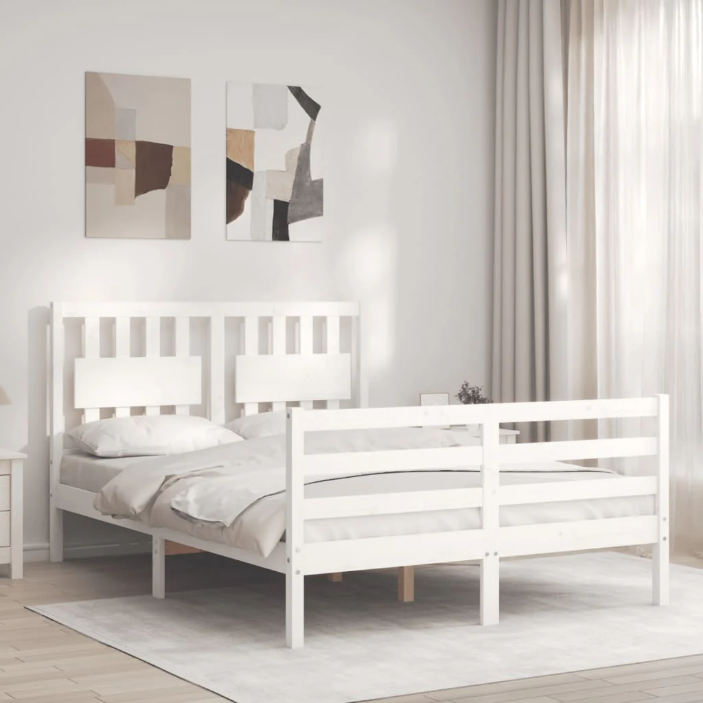 Berkfield Bed Frame with Headboard White 120x200 cm Solid Wood