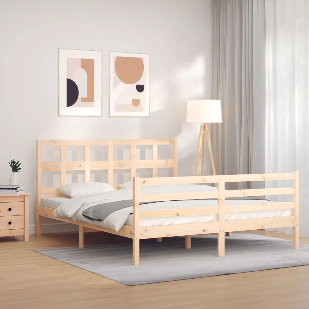Berkfield Bed Frame with Headboard 160x200 cm Solid Wood
