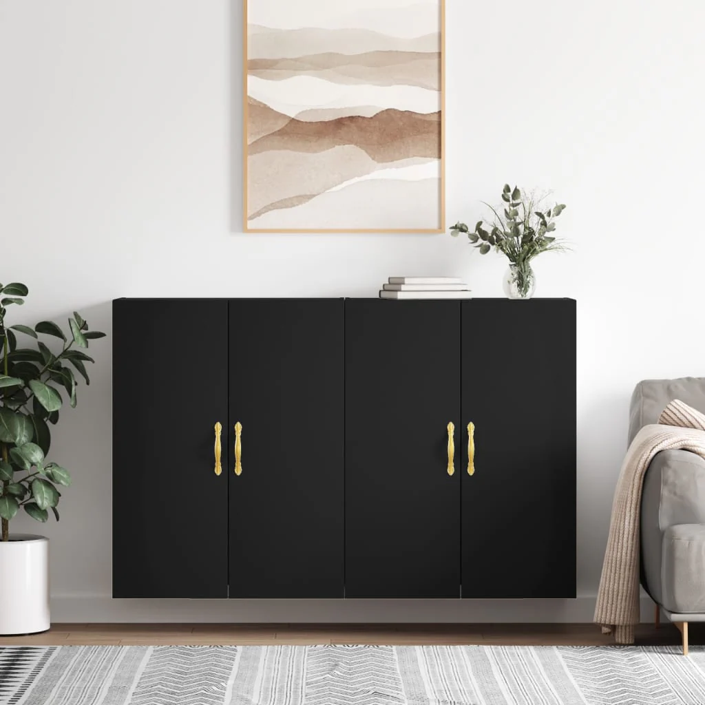 Berkfield Wall Mounted Cabinets 2 pcs Black 69.5x34x90 cm