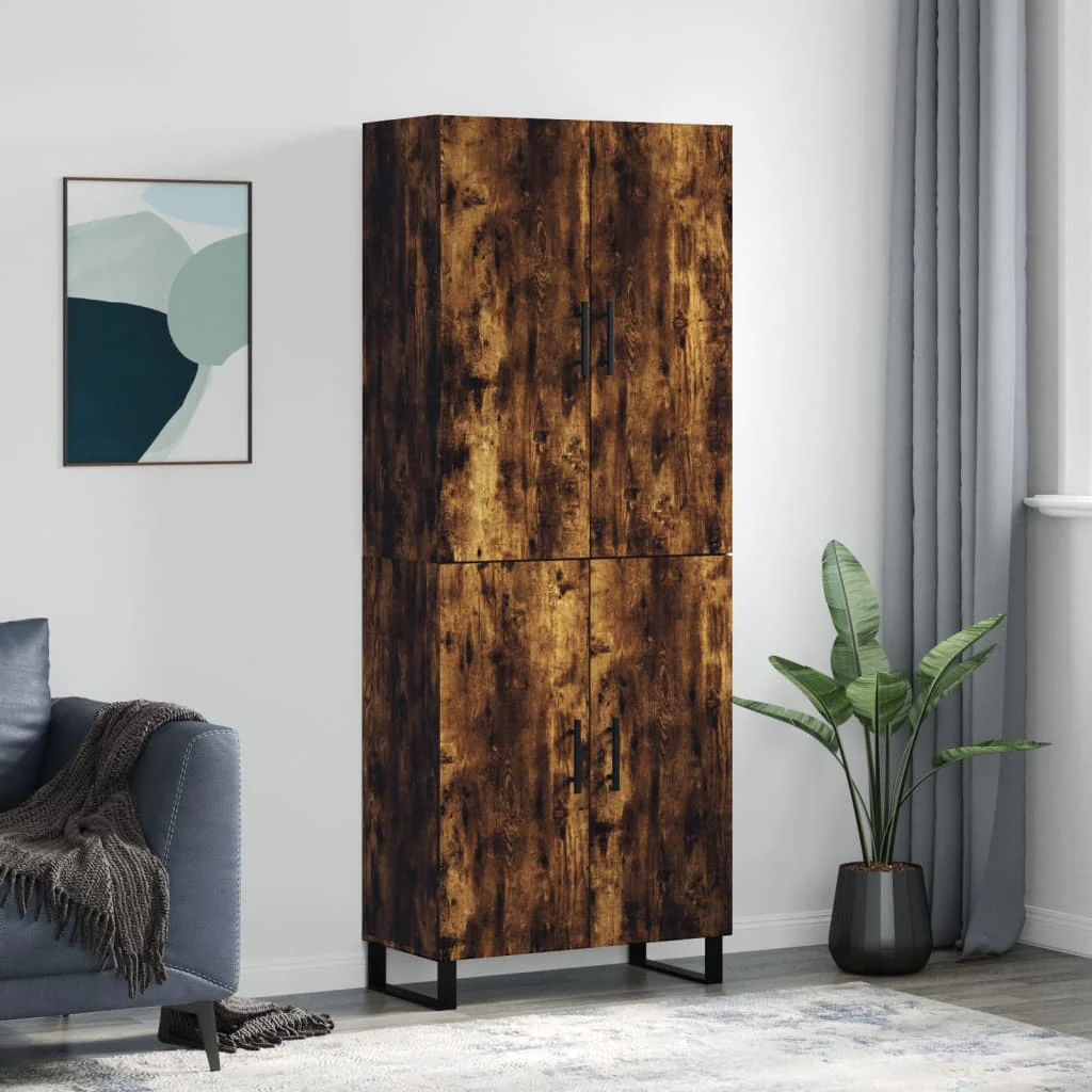 Berkfield Highboard Smoked Oak 69.5x34x180 cm Engineered Wood