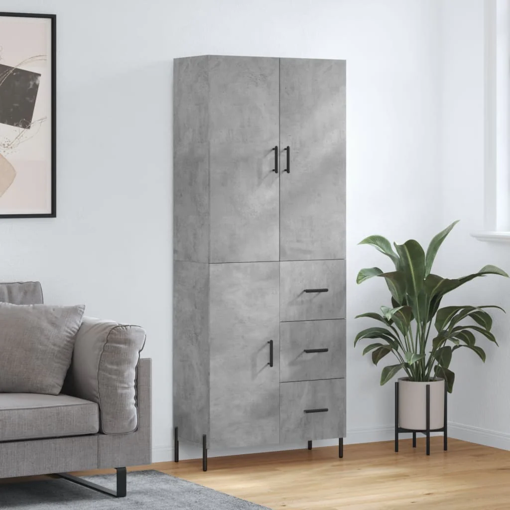 Berkfield Highboard Concrete Grey 69.5x34x180 cm Engineered Wood