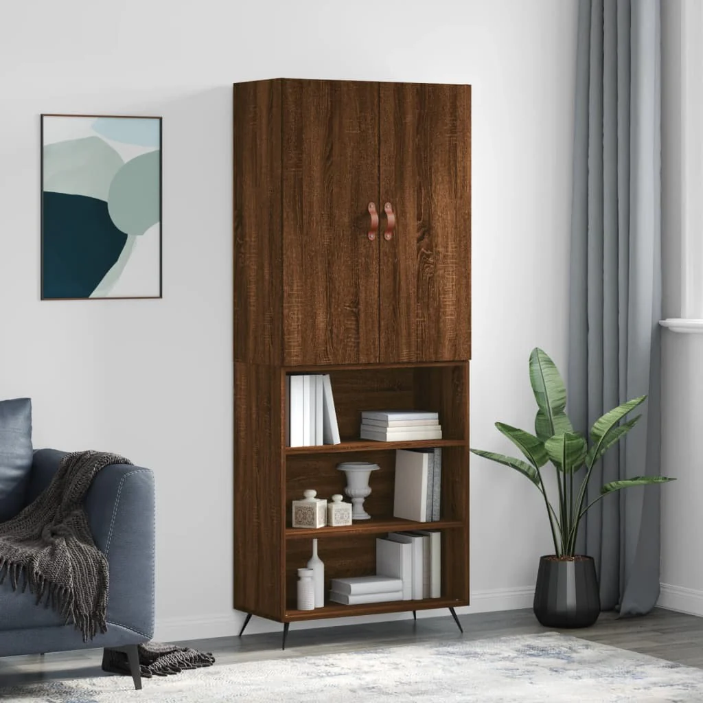 Berkfield Highboard Brown Oak 69.5x34x180 cm Engineered Wood