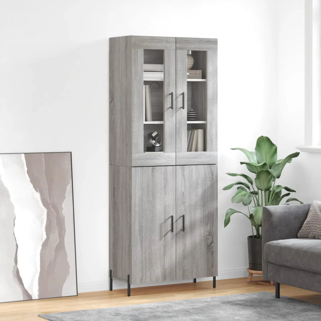 Berkfield Highboard Grey Sonoma 69.5x34x180 cm Engineered Wood