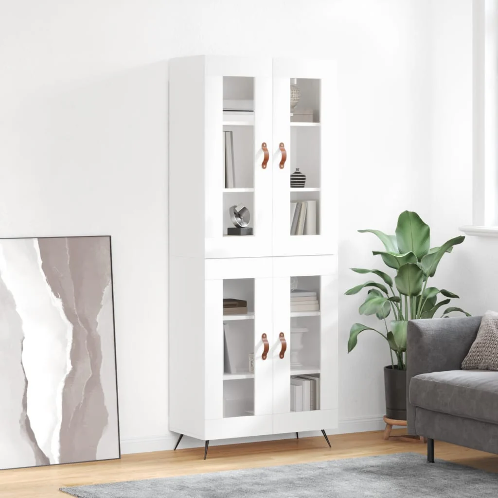 Berkfield Highboard High Gloss White 69.5x34x180 cm Engineered Wood