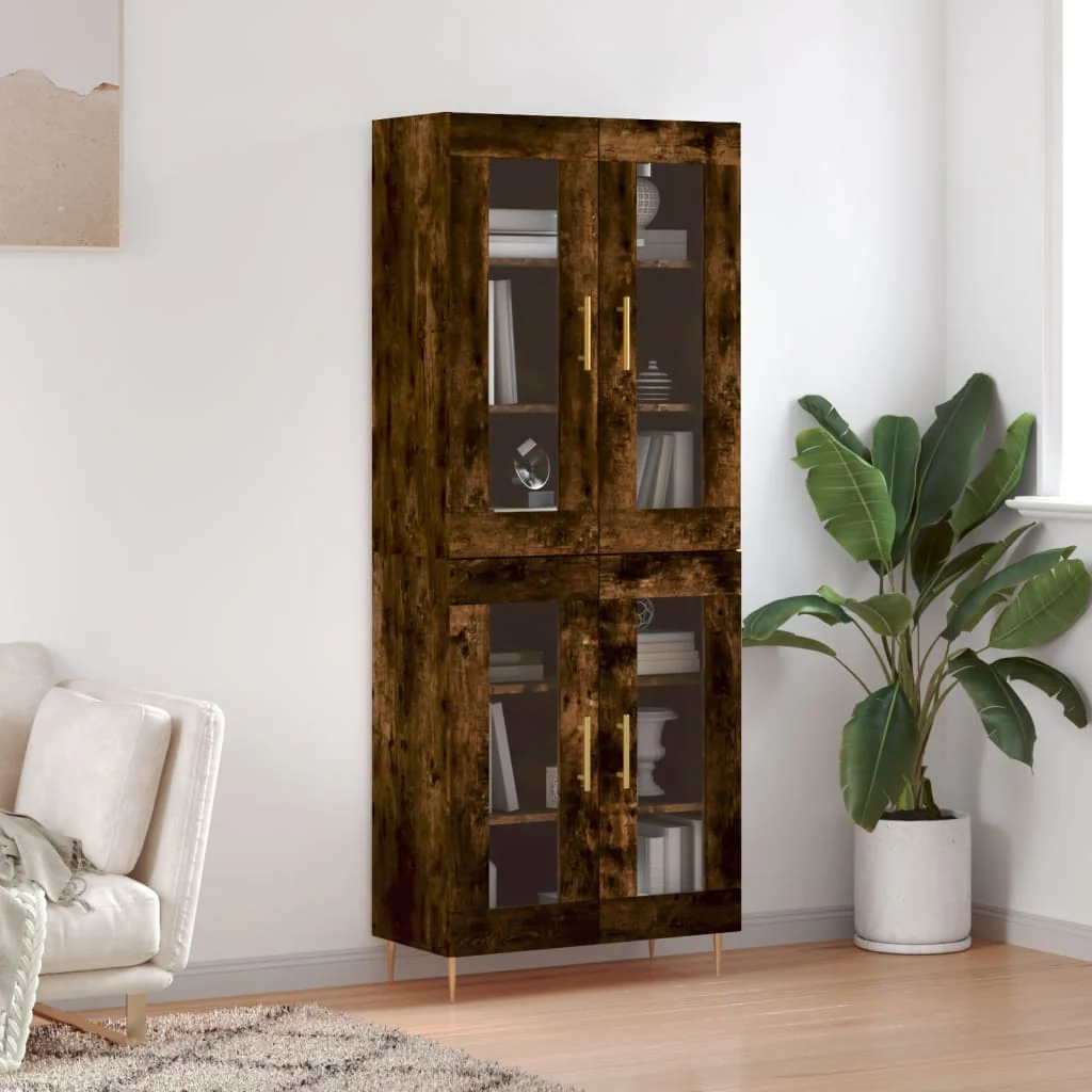 Berkfield Highboard Smoked Oak 69.5x34x180 cm Engineered Wood