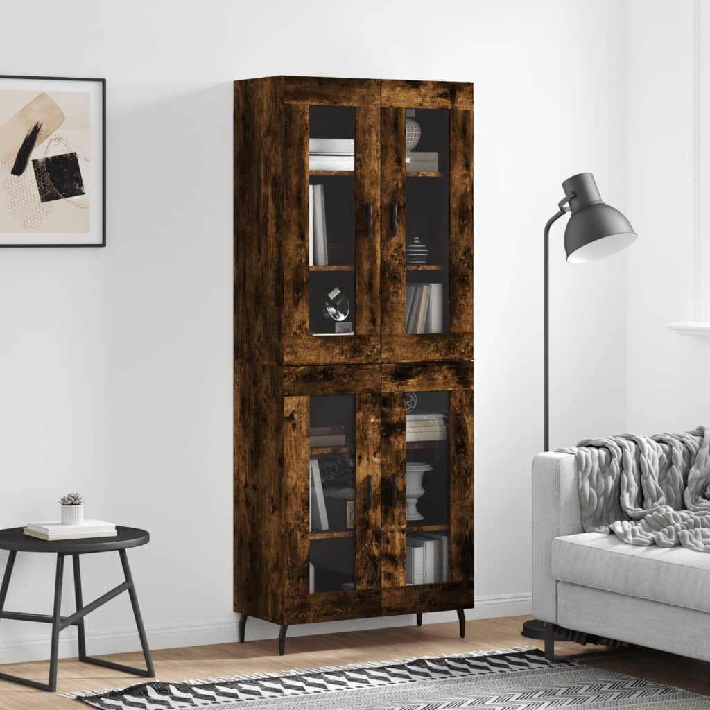 Berkfield Highboard Smoked Oak 69.5x34x180 cm Engineered Wood