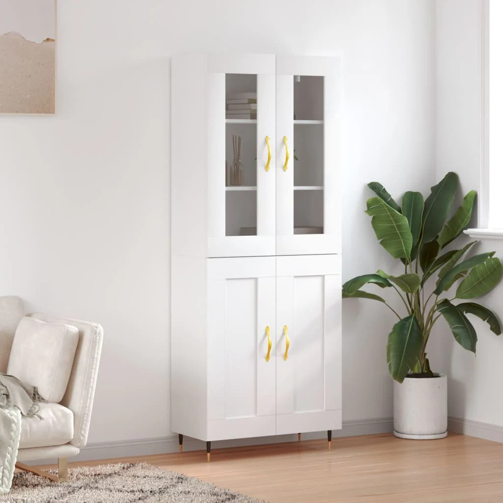Berkfield Highboard High Gloss White 69.5x34x180 cm Engineered Wood