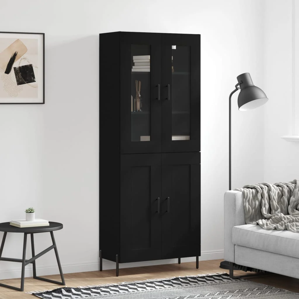 Berkfield Highboard Black 69.5x34x180 cm Engineered Wood