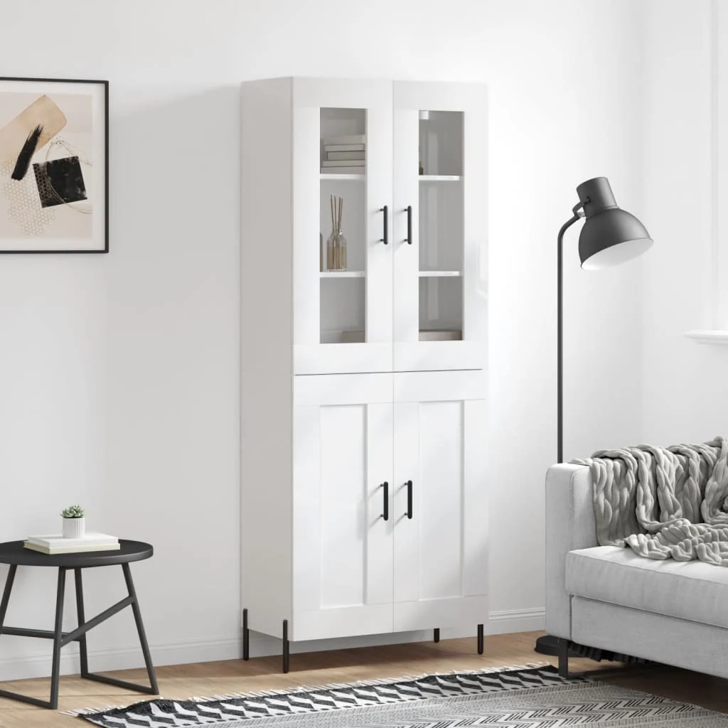 Berkfield Highboard High Gloss White 69.5x34x180 cm Engineered Wood