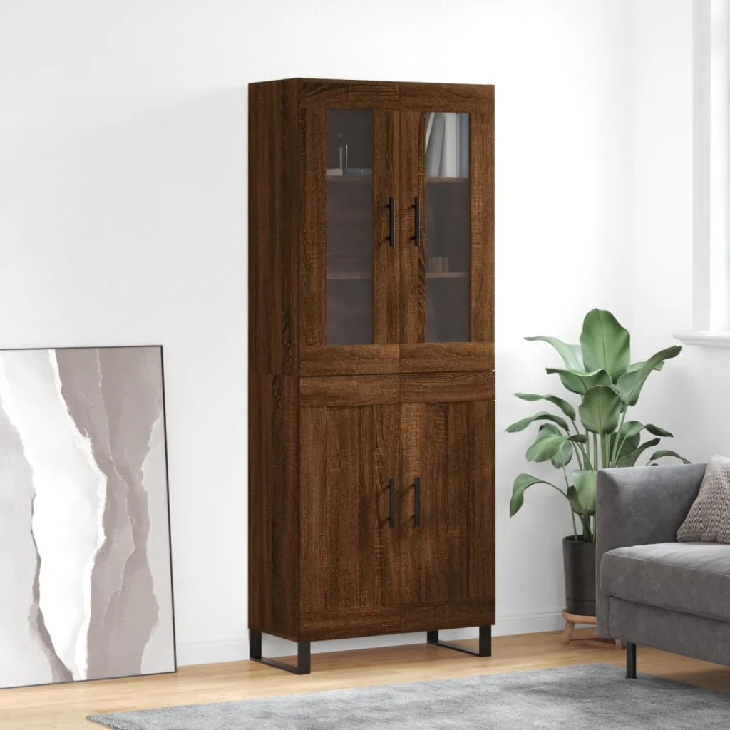 Berkfield Highboard Brown Oak 69.5x34x180 cm Engineered Wood