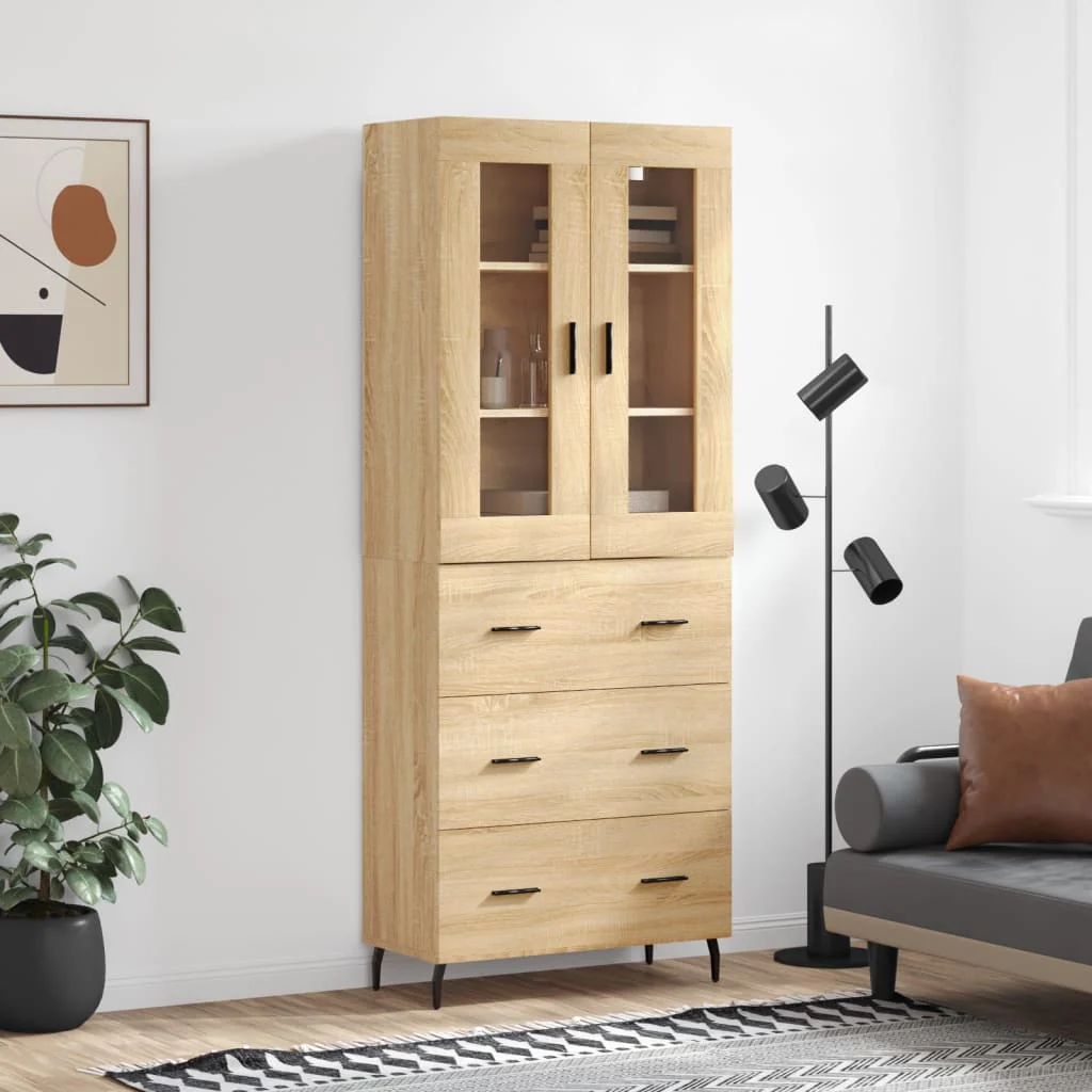 Berkfield Highboard Sonoma Oak 69.5x34x180 cm Engineered Wood