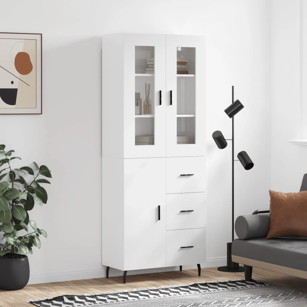 Berkfield Highboard High Gloss White 69.5x34x180 cm Engineered Wood