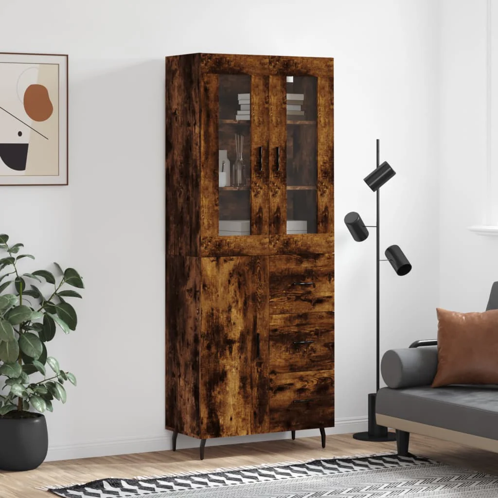 Berkfield Highboard Smoked Oak 69.5x34x180 cm Engineered Wood