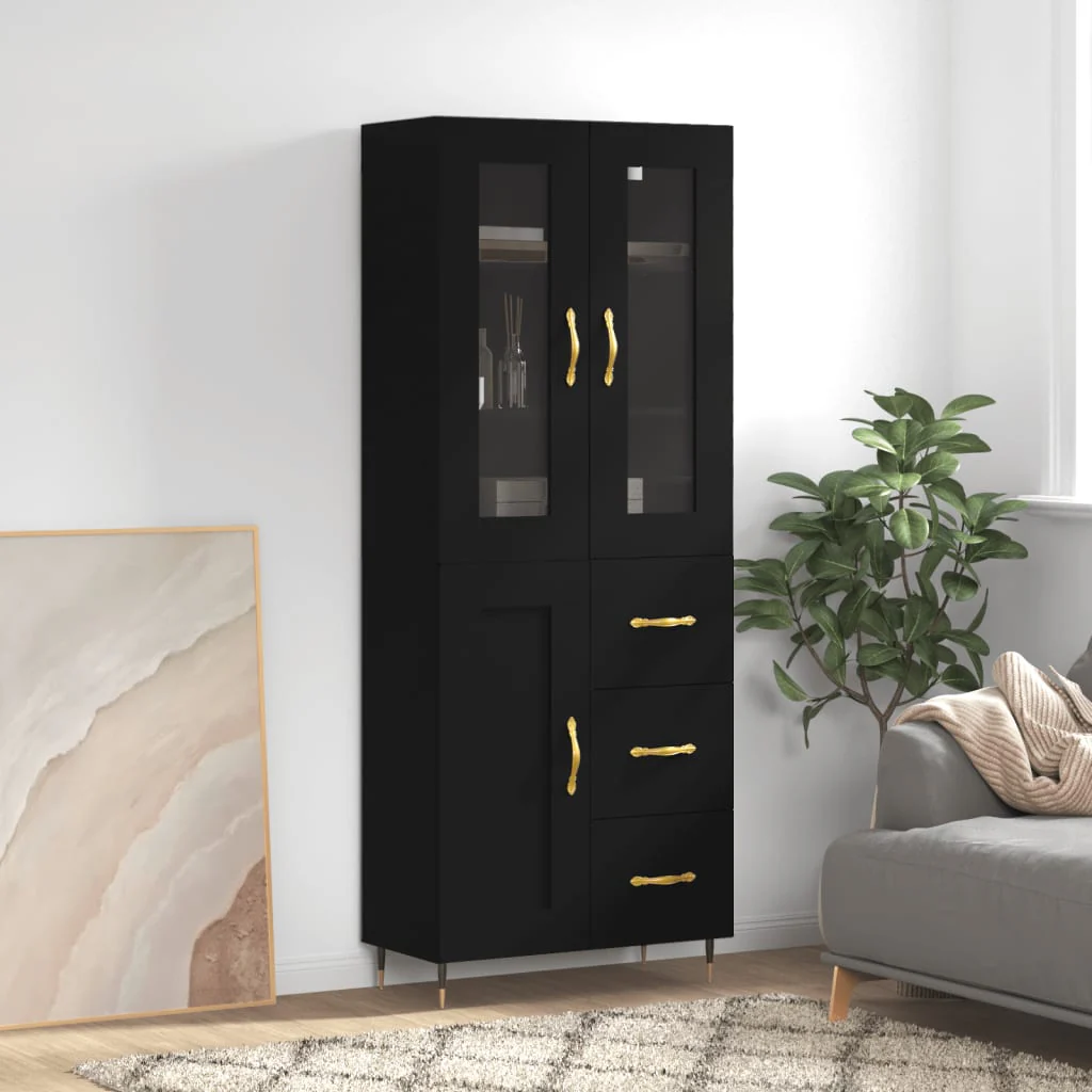 Berkfield Highboard Black 69.5x34x180 cm Engineered Wood