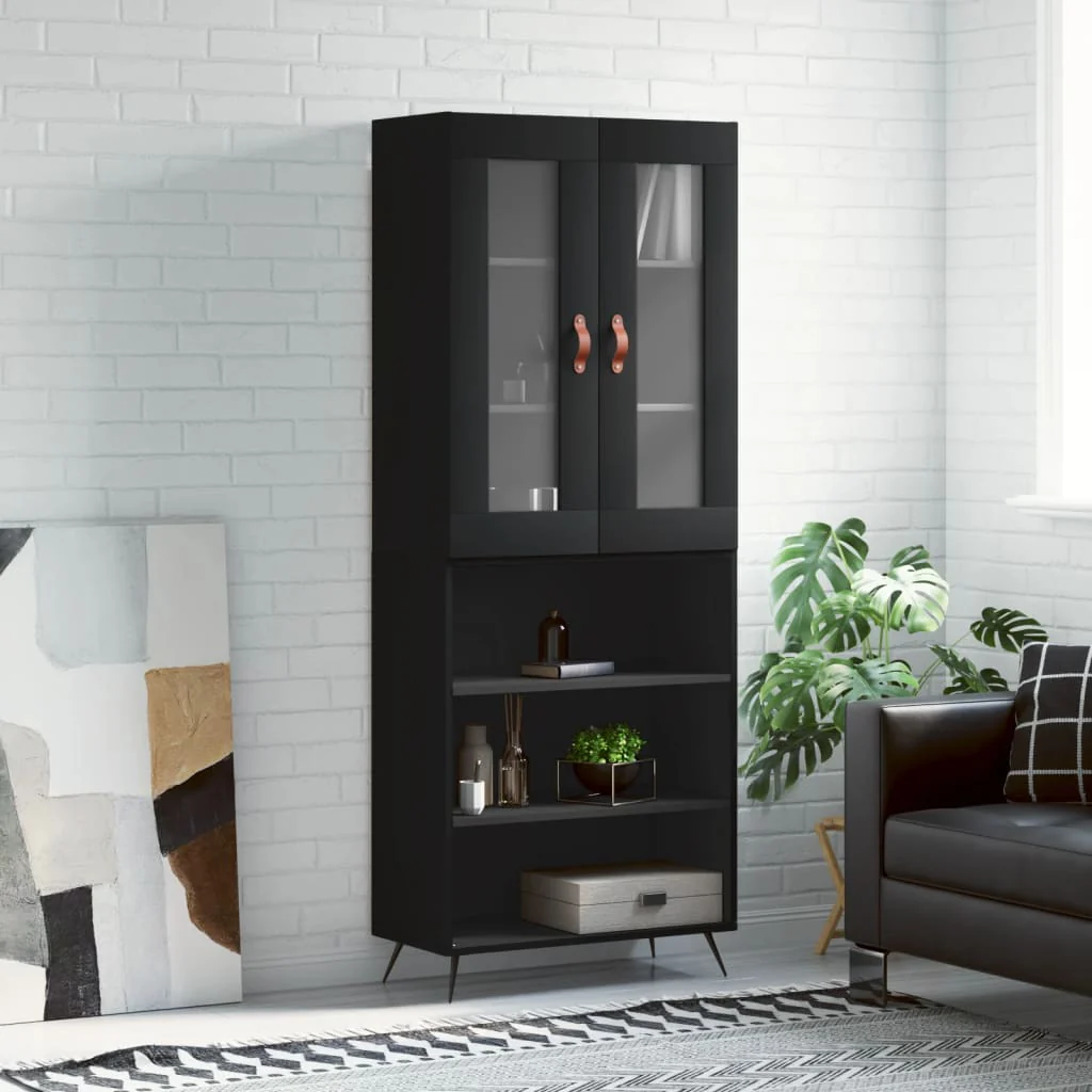 Berkfield Highboard Black 69.5x34x180 cm Engineered Wood
