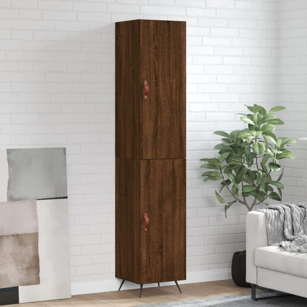 Berkfield Highboard Brown Oak 34.5x34x180 cm Engineered Wood