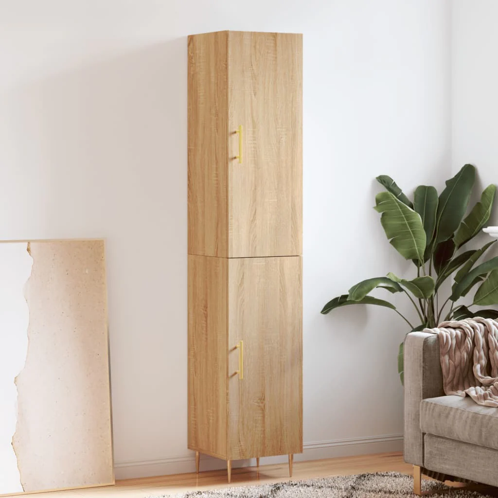 Berkfield Highboard Sonoma Oak 34.5x34x180 cm Engineered Wood
