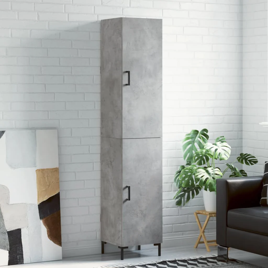 Berkfield Highboard Concrete Grey 34.5x34x180 cm Engineered Wood
