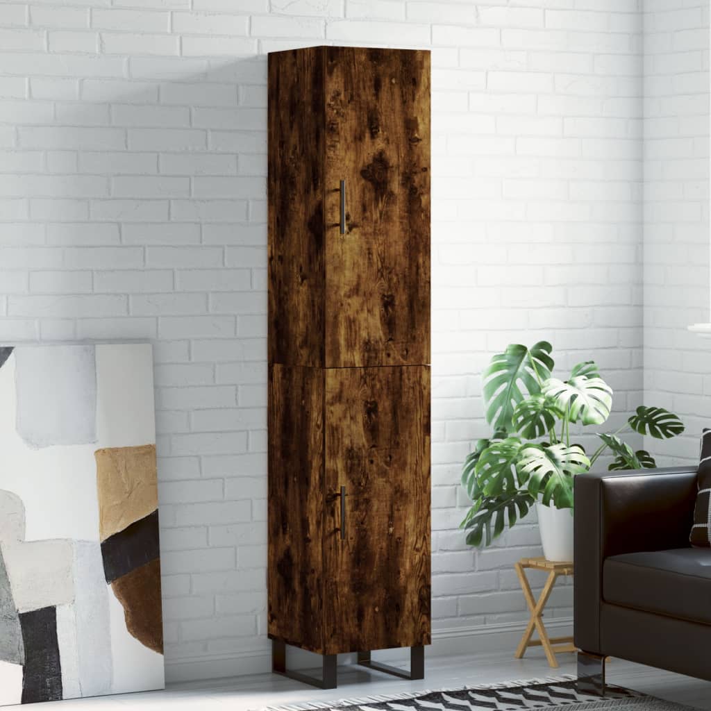 Berkfield Highboard Smoked Oak 34.5x34x180 cm Engineered Wood