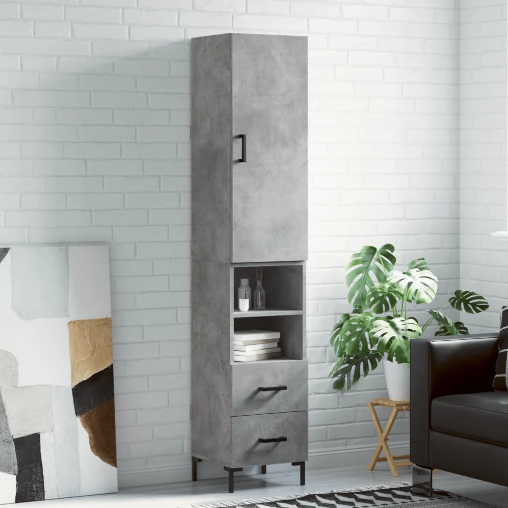 Berkfield Highboard Concrete Grey 34.5x34x180 cm Engineered Wood