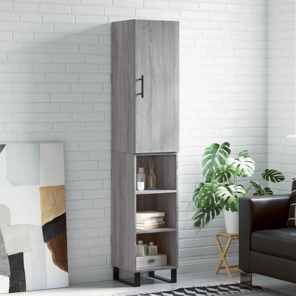 Berkfield Highboard Grey Sonoma 34.5x34x180 cm Engineered Wood