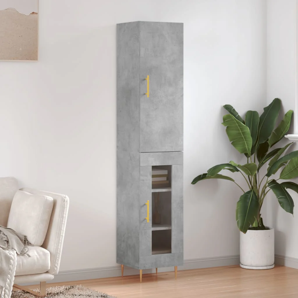 Berkfield Highboard Concrete Grey 34.5x34x180 cm Engineered Wood