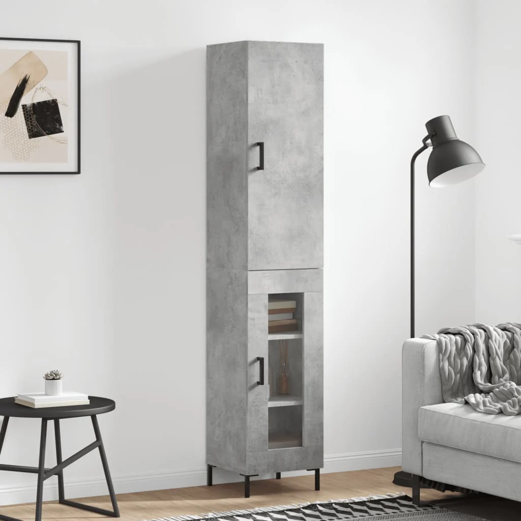 Berkfield Highboard Concrete Grey 34.5x34x180 cm Engineered Wood