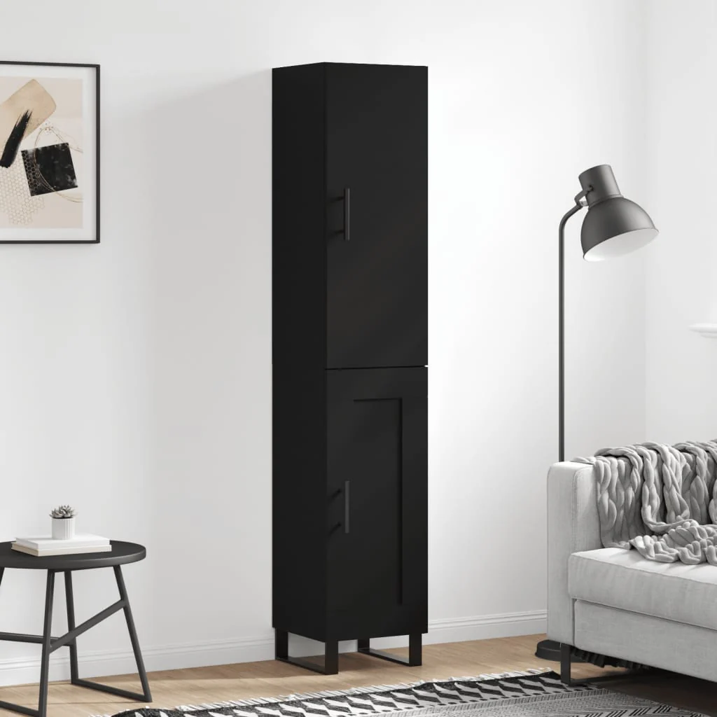 Berkfield Highboard Black 34.5x34x180 cm Engineered Wood
