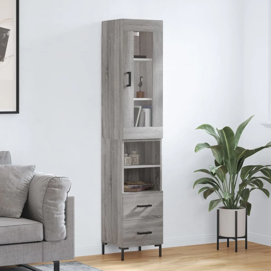 Berkfield Highboard Grey Sonoma 34.5x34x180 cm Engineered Wood