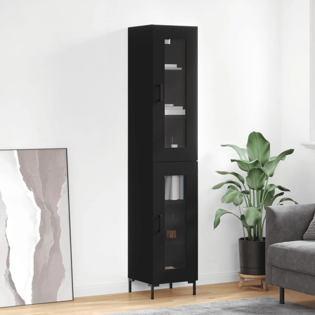Berkfield Highboard Black 34.5x34x180 cm Engineered Wood