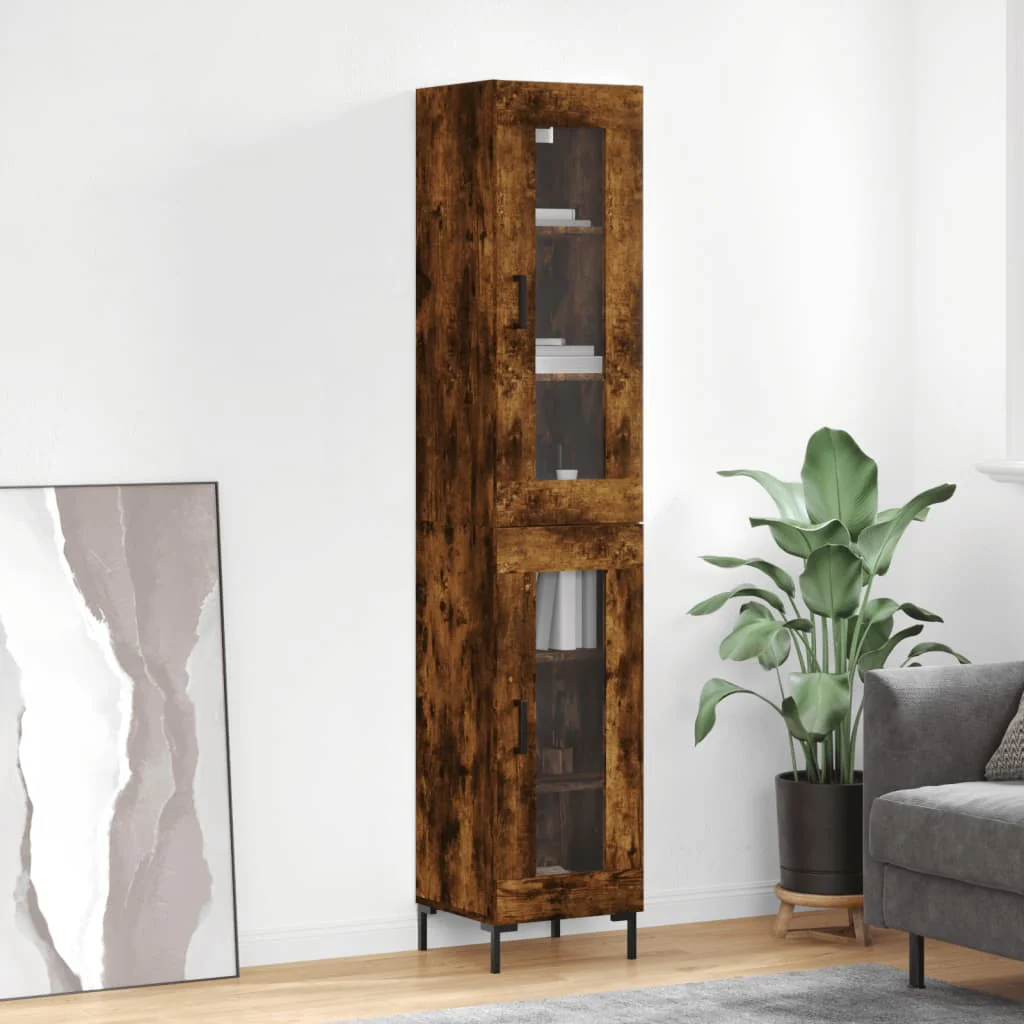 Berkfield Highboard Smoked Oak 34.5x34x180 cm Engineered Wood