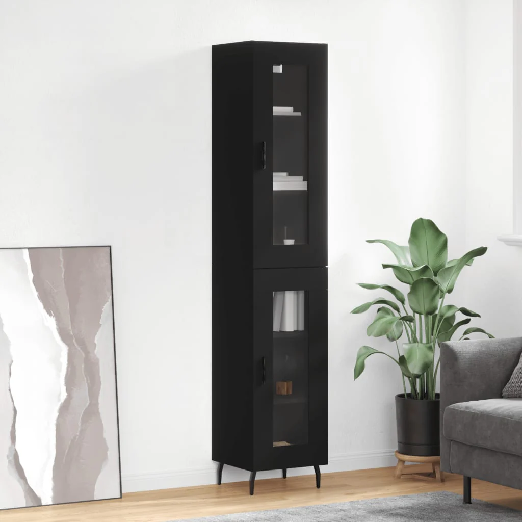 Berkfield Highboard Black 34.5x34x180 cm Engineered Wood