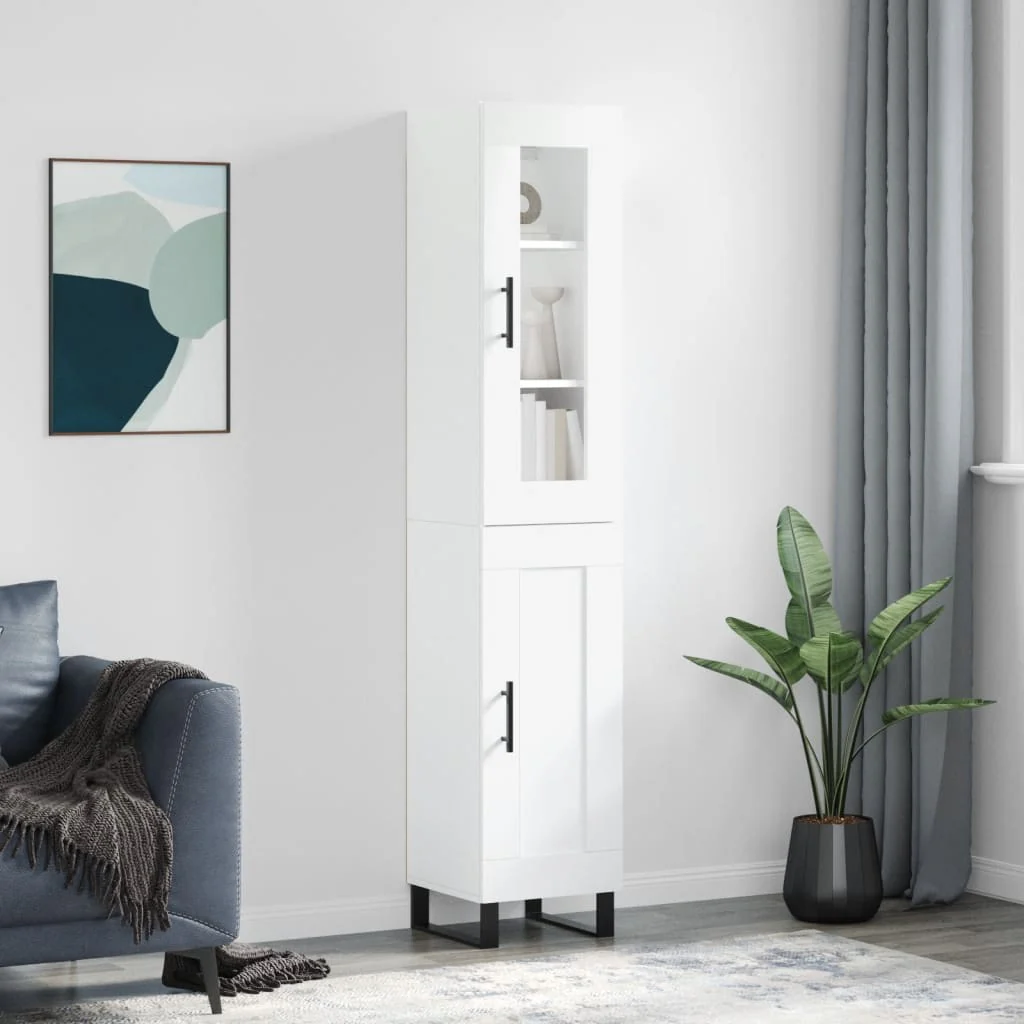 Berkfield Highboard White 34.5x34x180 cm Engineered Wood