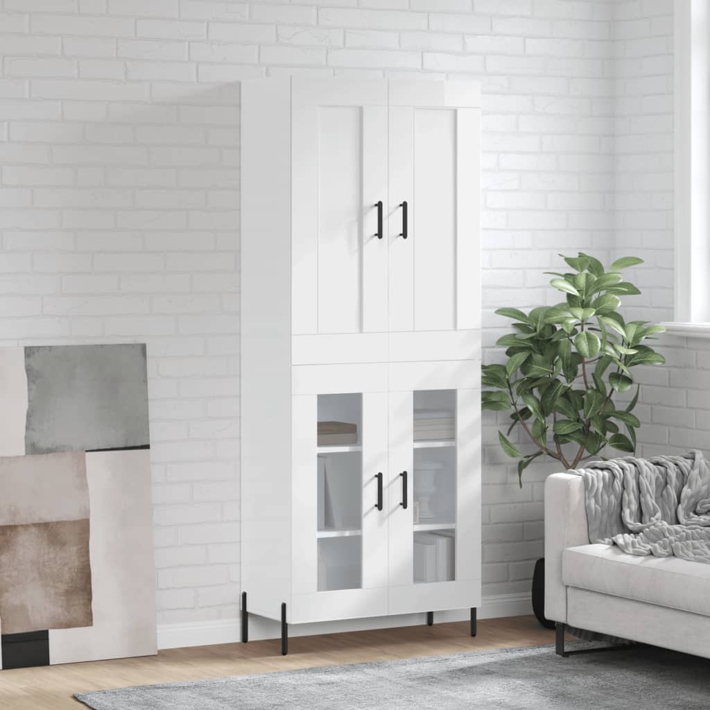 Berkfield Highboard High Gloss White 69.5x34x180 cm Engineered Wood