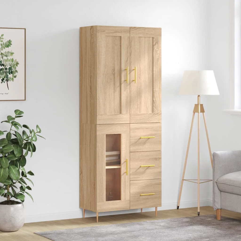 Berkfield Highboard Sonoma Oak 69.5x34x180 cm Engineered Wood