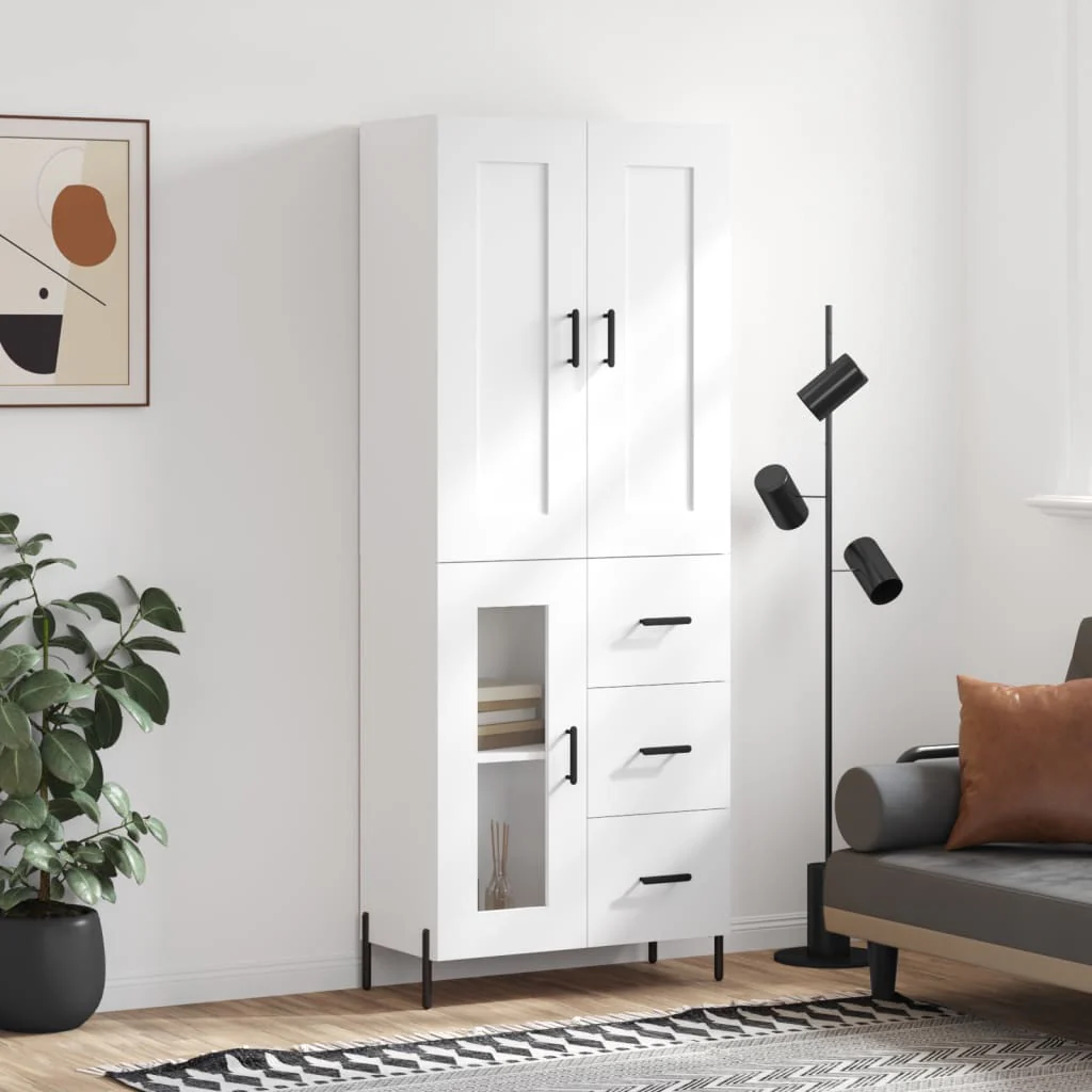 Berkfield Highboard White 69.5x34x180 cm Engineered Wood