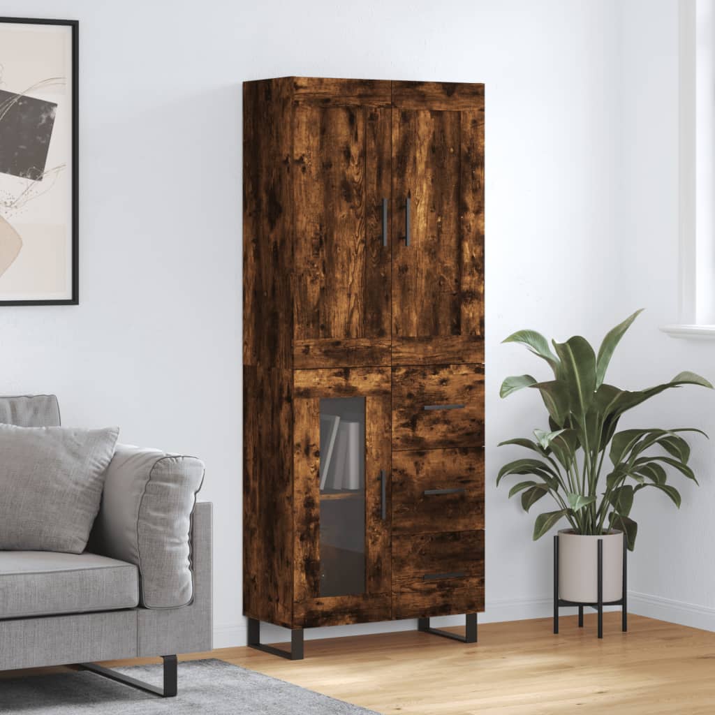 Berkfield Highboard Smoked Oak 69.5x34x180 cm Engineered Wood