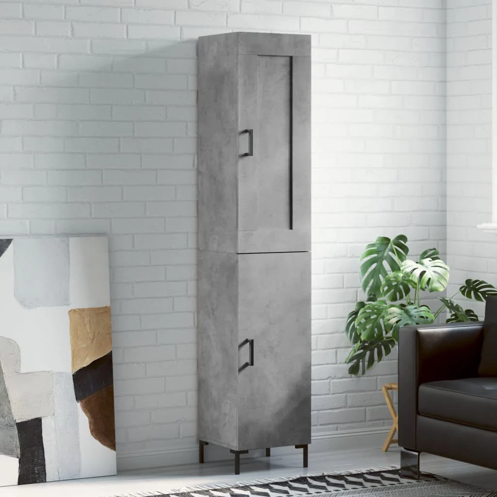 Berkfield Highboard Concrete Grey 34.5x34x180 cm Engineered Wood