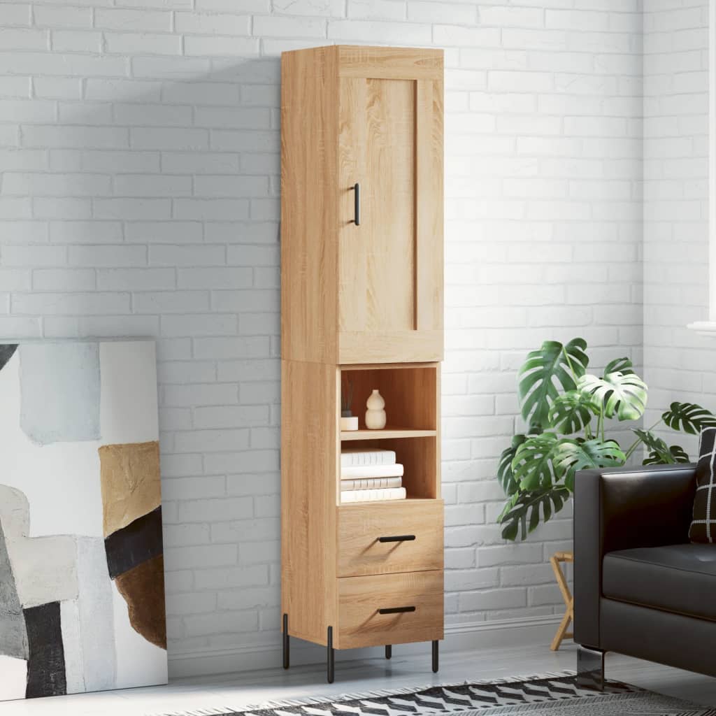 Berkfield Highboard Sonoma Oak 34.5x34x180 cm Engineered Wood