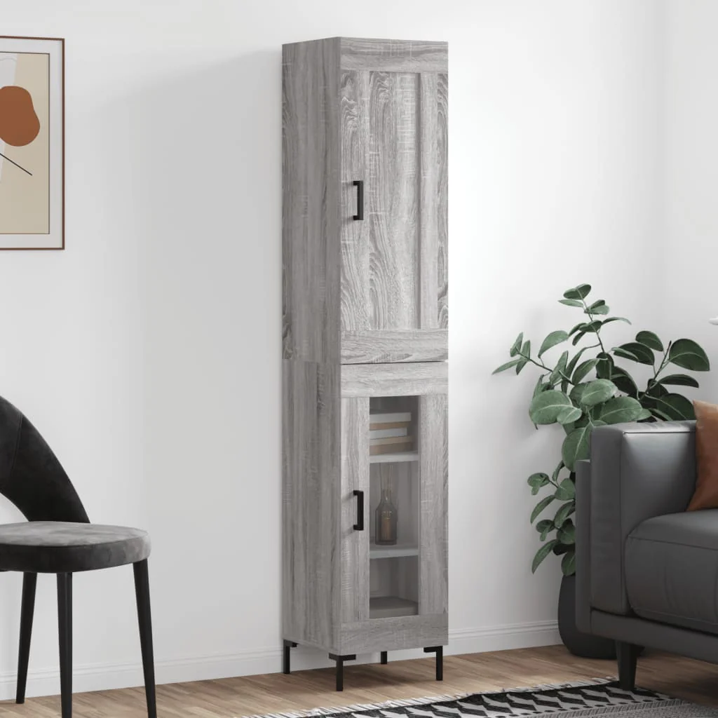 Berkfield Highboard Grey Sonoma 34.5x34x180 cm Engineered Wood