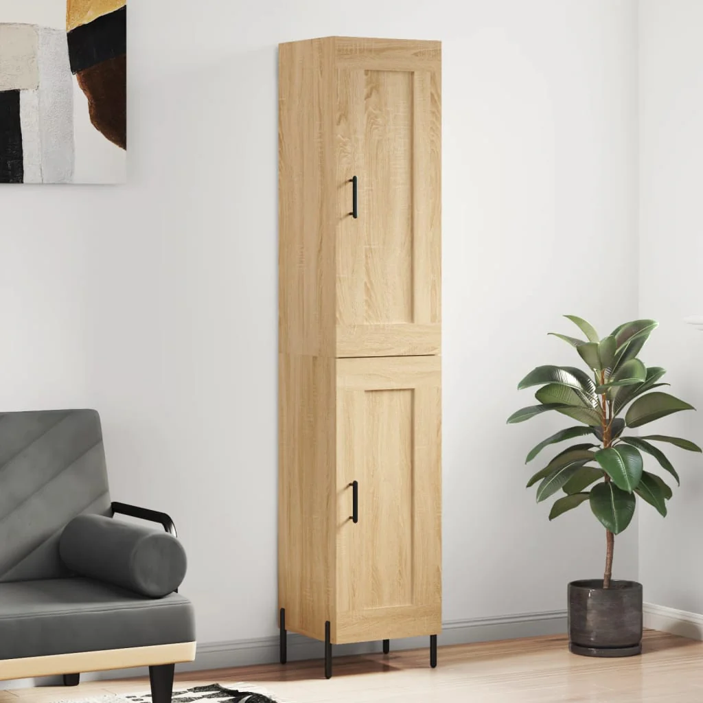 Berkfield Highboard Sonoma Oak 34.5x34x180 cm Engineered Wood