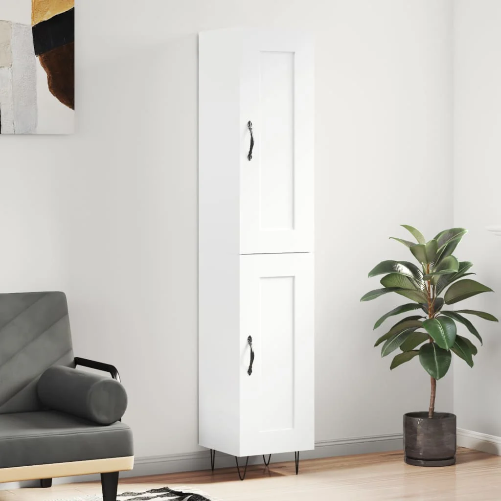 Berkfield Highboard High Gloss White 34.5x34x180 cm Engineered Wood