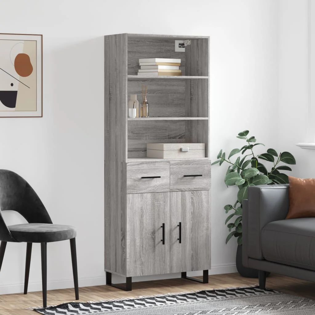 Berkfield Highboard Grey Sonoma 69.5x34x180 cm Engineered Wood