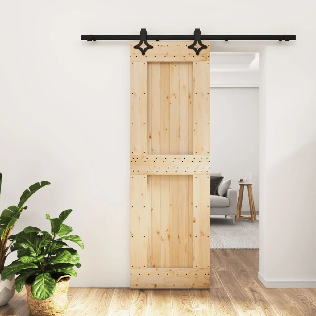 Berkfield Sliding Door with Hardware Set 70x210 cm Solid Wood Pine