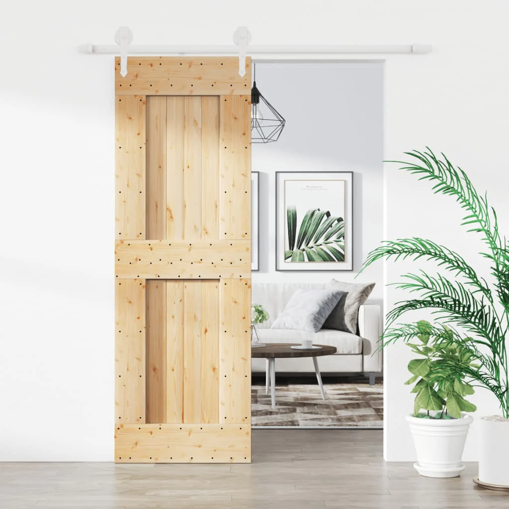 Berkfield Sliding Door with Hardware Set 70x210 cm Solid Wood Pine