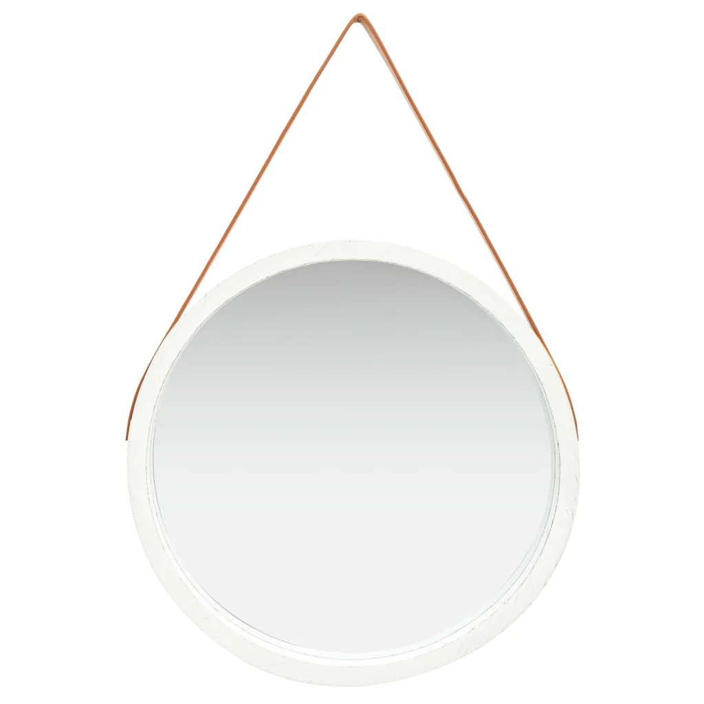 Berkfield Wall Mirror with Strap 60 cm White