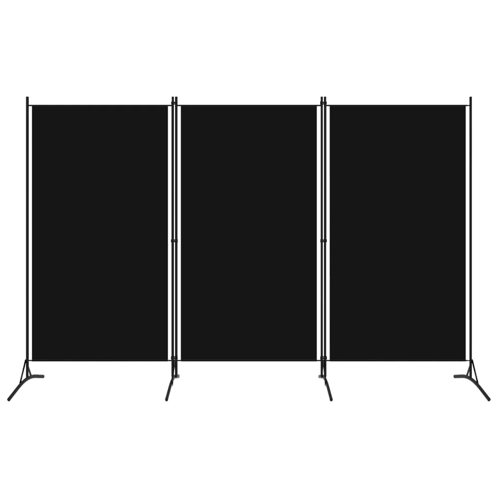 Berkfield 3-Panel Room Divider Black 260x180 cm