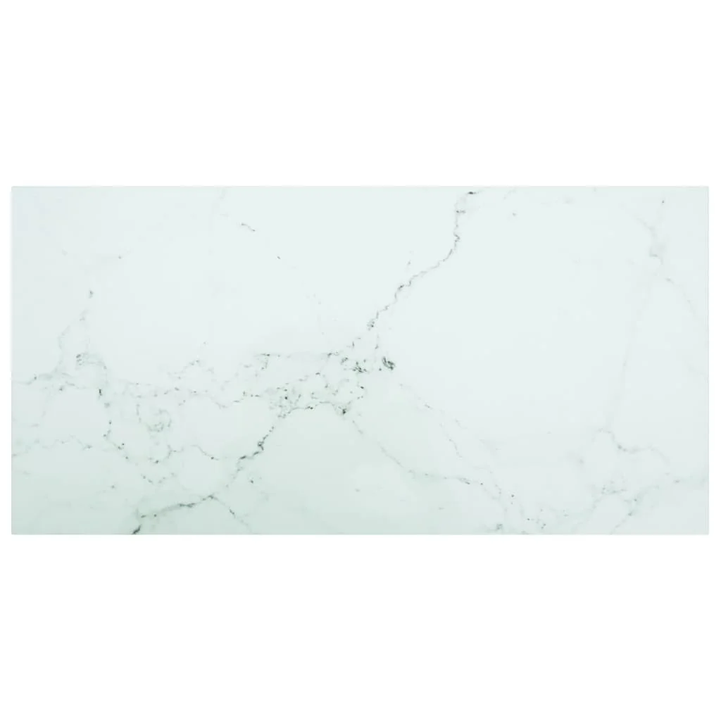 Berkfield Table Top White 100x50 cm 6mm Tempered Glass with Marble Design
