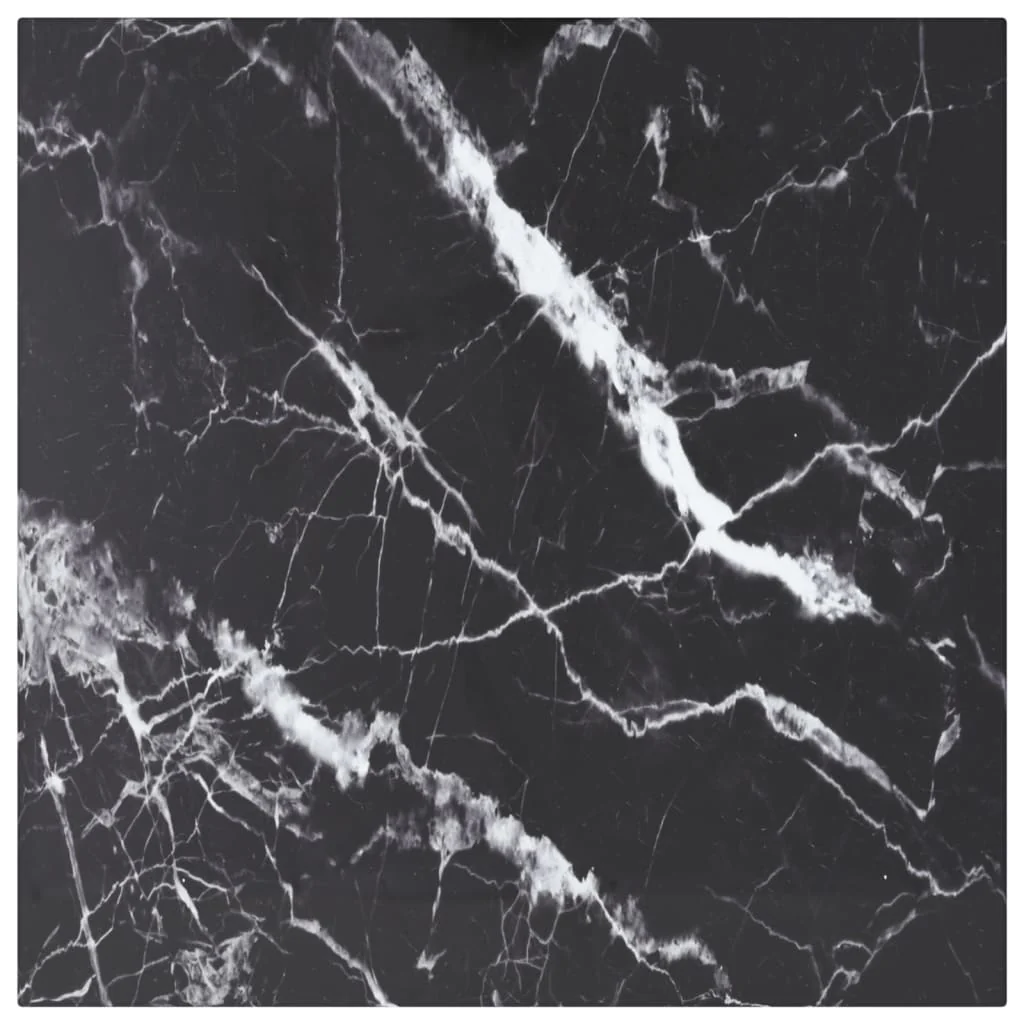Berkfield Table Top Black 50x50 cm 6 mm Tempered Glass with Marble Design
