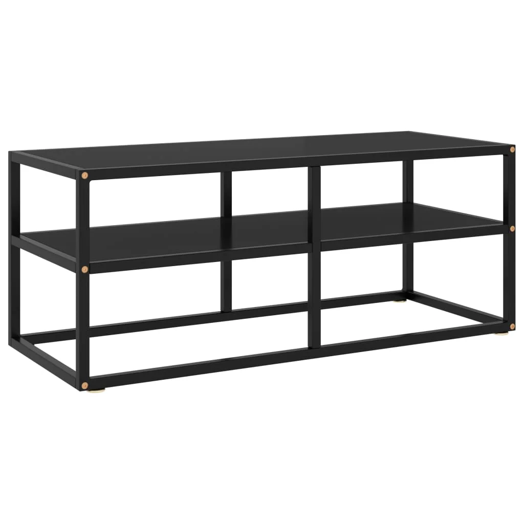 Berkfield TV Cabinet Black with Black Glass 100x40x40 cm